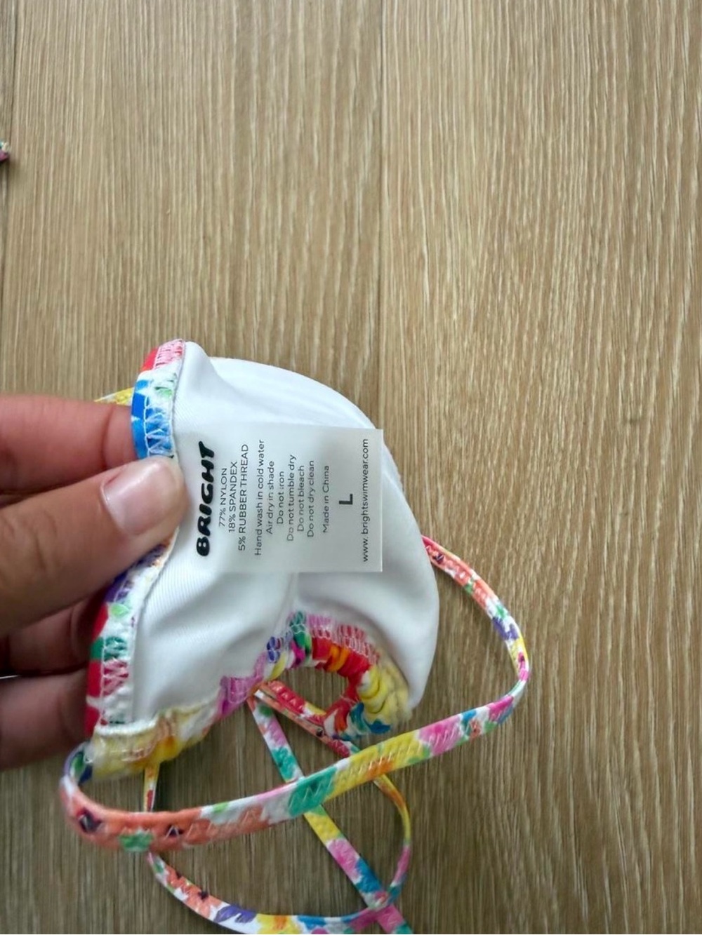 Banan Swim White Bikini Top with Rainbow Floral Trim - Women's